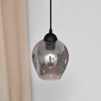 Hanglamp aan een koord LILI 1xE27/15W/230V zwart/grijs
