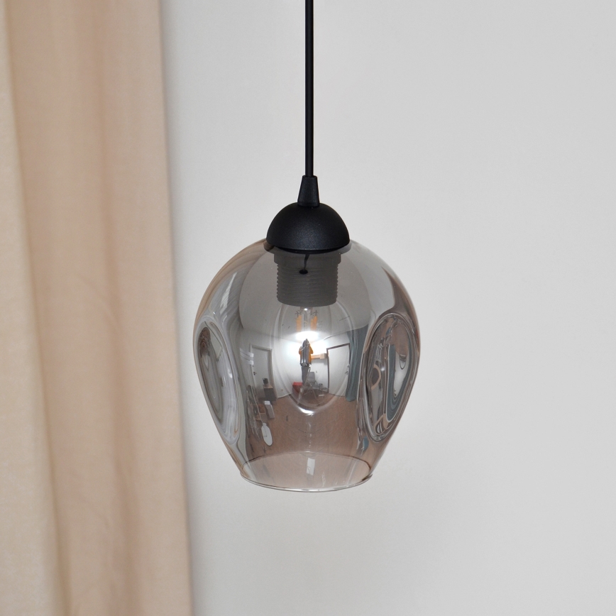 Hanglamp aan een koord LILI 1xE27/15W/230V zwart/grijs