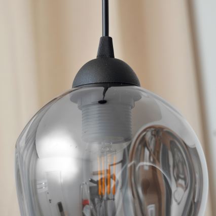 Hanglamp aan een koord LILI 1xE27/15W/230V zwart/grijs