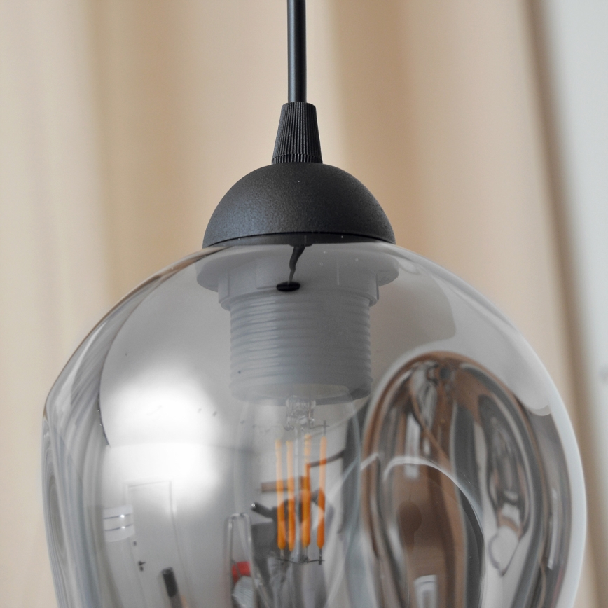 Hanglamp aan een koord LILI 1xE27/15W/230V zwart/grijs