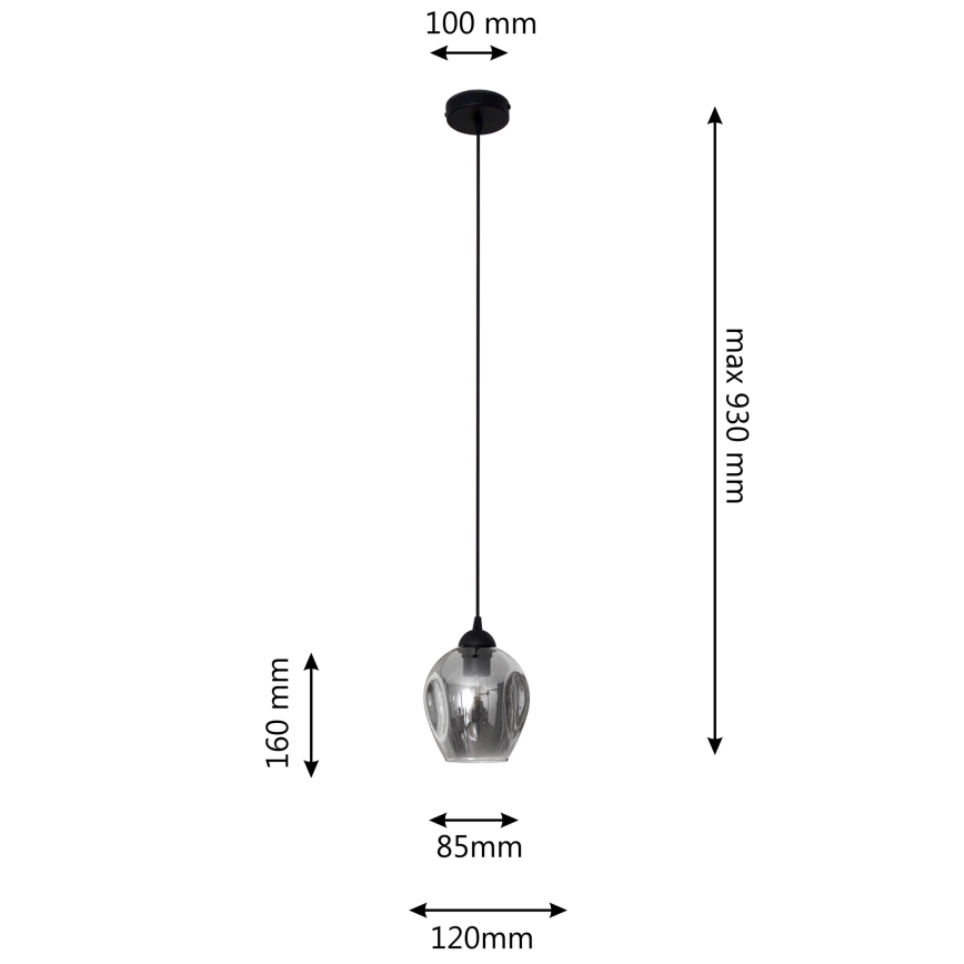 Hanglamp aan een koord LILI 1xE27/15W/230V zwart/grijs