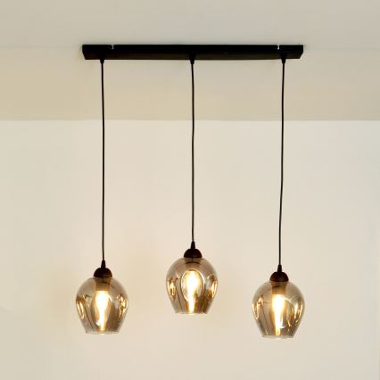 Hanglamp aan een koord LILI 3xE27/15W/230V zwart/grijs