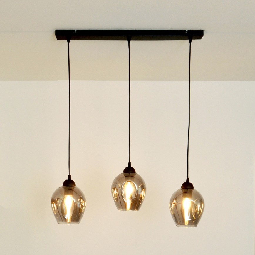 Hanglamp aan een koord LILI 3xE27/15W/230V zwart/grijs