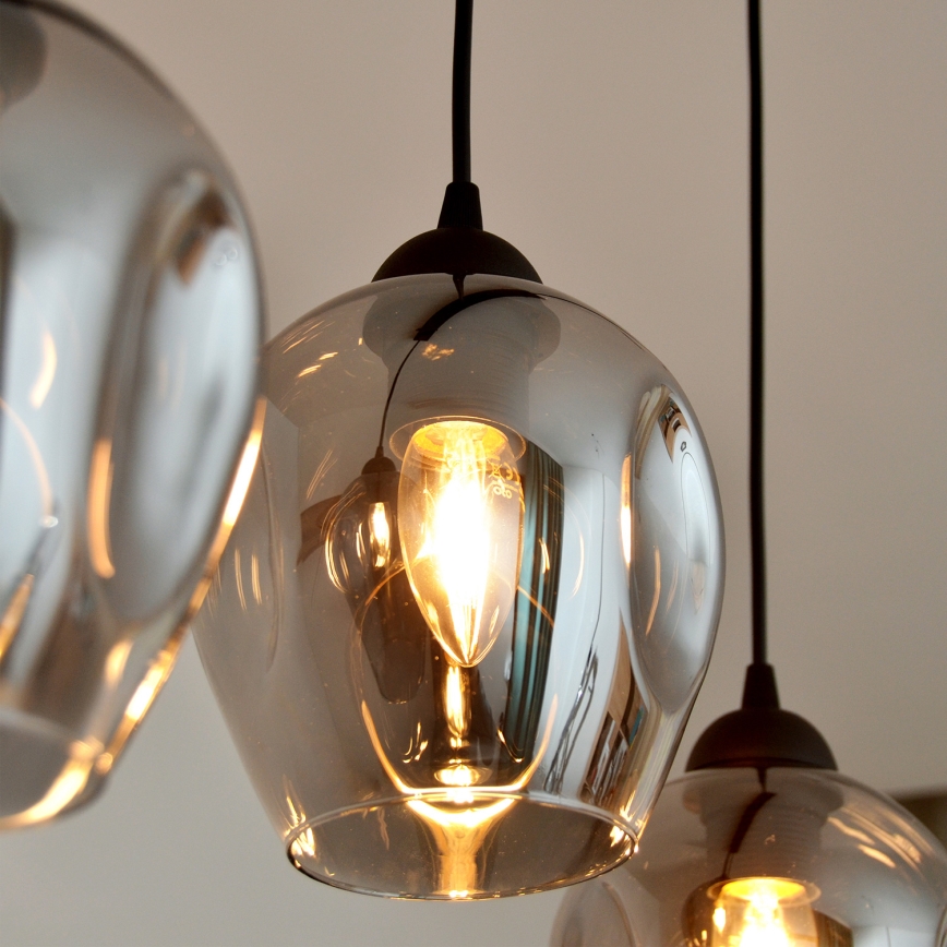 Hanglamp aan een koord LILI 3xE27/15W/230V zwart/grijs
