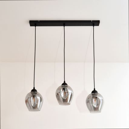 Hanglamp aan een koord LILI 3xE27/15W/230V zwart/grijs