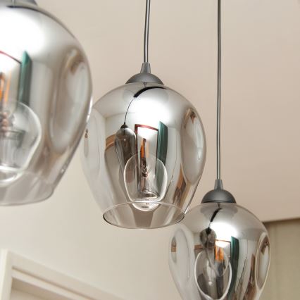 Hanglamp aan een koord LILI 3xE27/15W/230V zwart/grijs