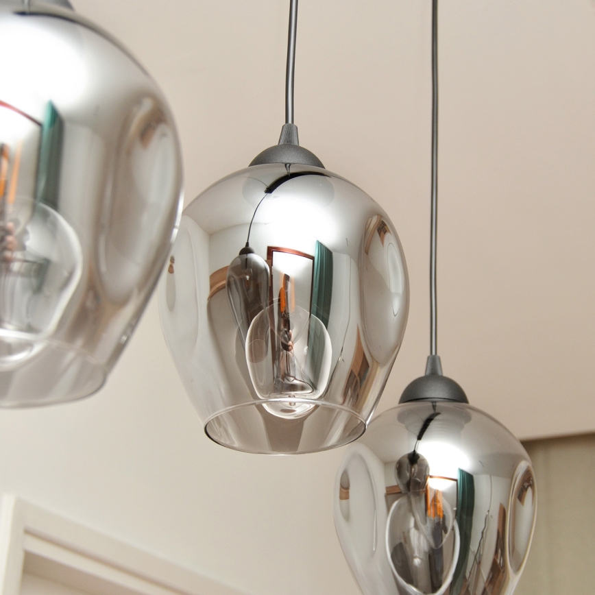 Hanglamp aan een koord LILI 3xE27/15W/230V zwart/grijs