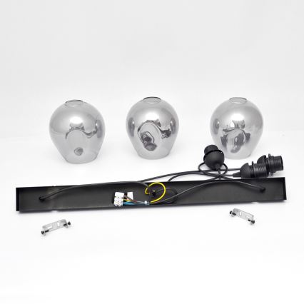 Hanglamp aan een koord LILI 3xE27/15W/230V zwart/grijs