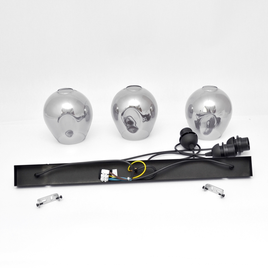 Hanglamp aan een koord LILI 3xE27/15W/230V zwart/grijs