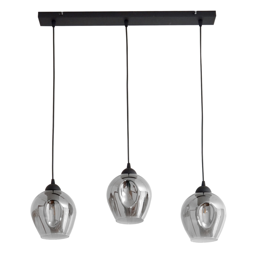Hanglamp aan een koord LILI 3xE27/15W/230V zwart/grijs