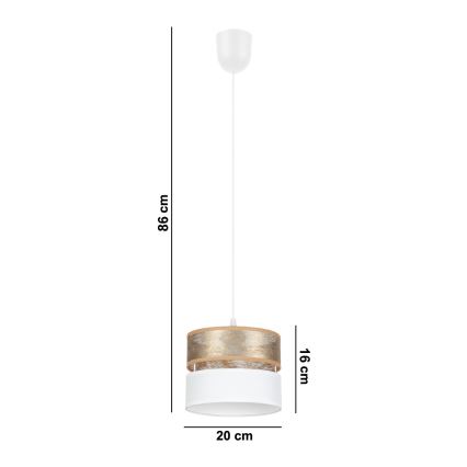 Hanglamp aan een koord LIMA 1xE27/60W/230V gouden/wit