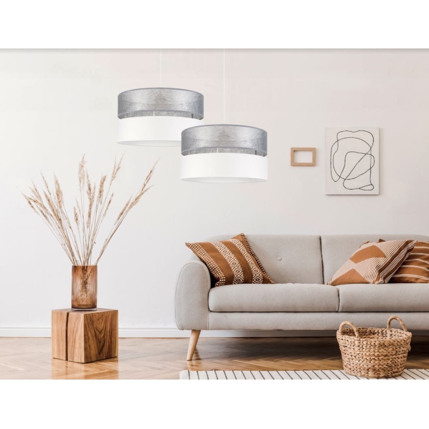 Hanglamp aan een koord LIMA 1xE27/60W/230V zilver/wit