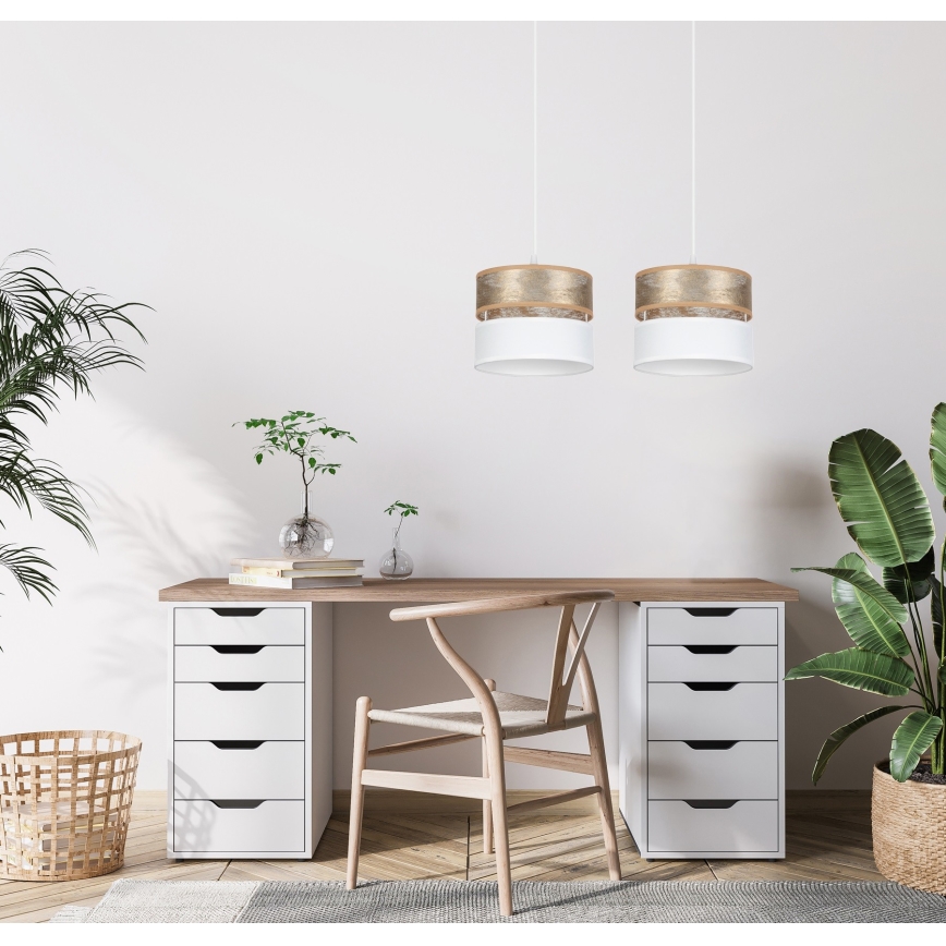 Hanglamp aan een koord LIMA 2xE27/60W/230V gouden/wit