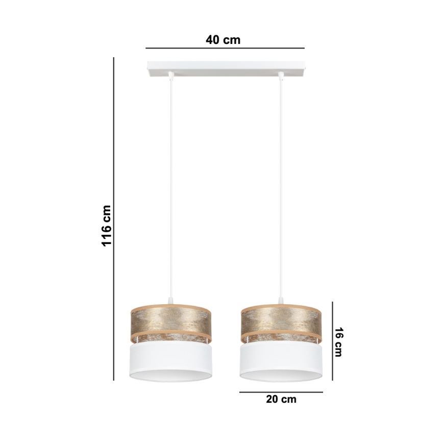 Hanglamp aan een koord LIMA 2xE27/60W/230V gouden/wit