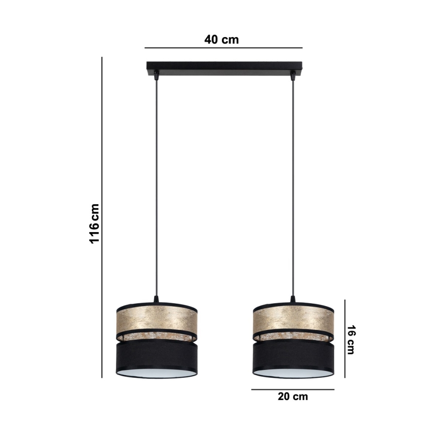 Hanglamp aan een koord LIMA 2xE27/60W/230V gouden/zwart