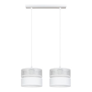 Hanglamp aan een koord LIMA 2xE27/60W/230V zilver/wit