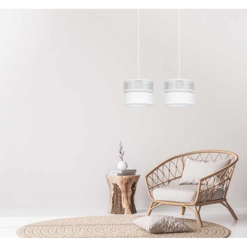 Hanglamp aan een koord LIMA 2xE27/60W/230V zilver/wit