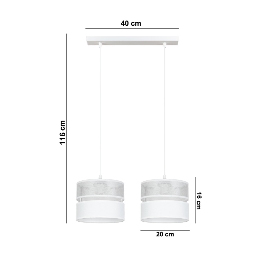 Hanglamp aan een koord LIMA 2xE27/60W/230V zilver/wit