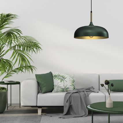 Hanglamp aan een koord LINCOLN 1xE27/60W/230V d. 35 cm groen