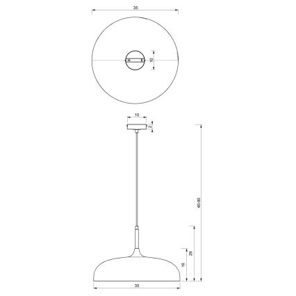 Hanglamp aan een koord LINCOLN 1xE27/60W/230V d. 35 cm zwart