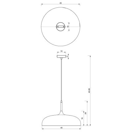 Hanglamp aan een koord LINCOLN 1xE27/60W/230V d. 45 cm wit