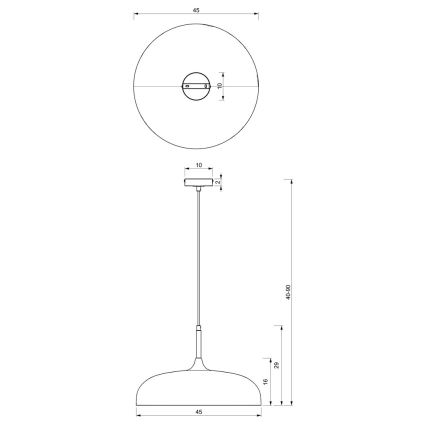 Hanglamp aan een koord LINCOLN 1xE27/60W/230V d. 45 cm zwart