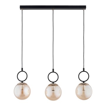 Hanglamp aan een koord LISTER 3xE14/10W/230V zwart/gerookt beige