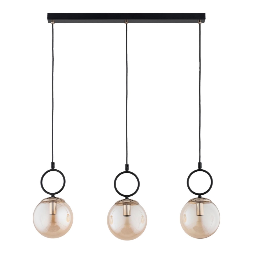 Hanglamp aan een koord LISTER 3xE14/10W/230V zwart/gerookt beige