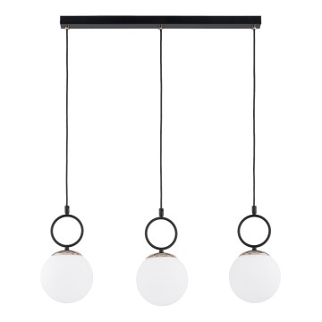 Hanglamp aan een koord LISTER 3xE14/10W/230V zwart/wit