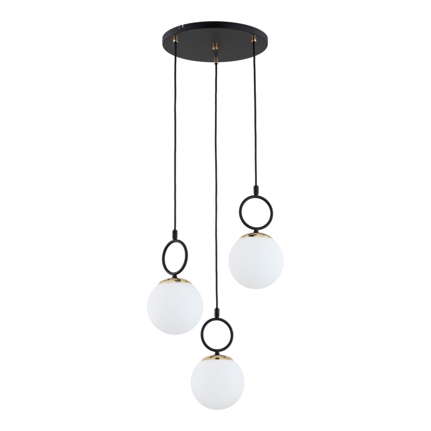 Hanglamp aan een koord LISTER 3xE14/10W/230V zwart/wit