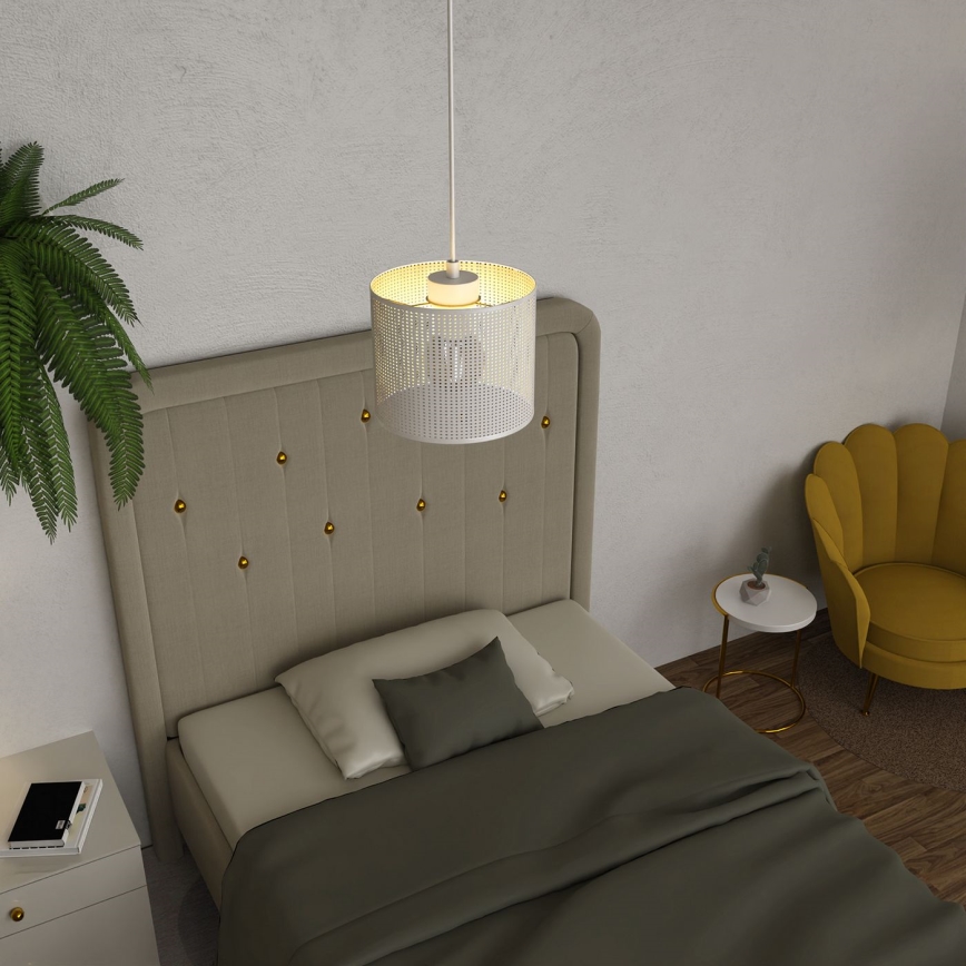 Hanglamp aan een koord LOFT SHADE 1xE27/60W/230V diameter 18 cm wit/gouden