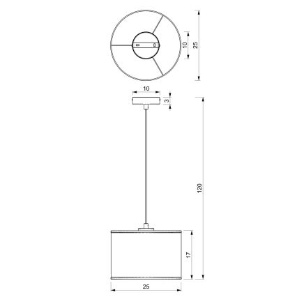 Hanglamp aan een koord LOFT SHADE 1xE27/60W/230V diameter 25 cm wit/gouden