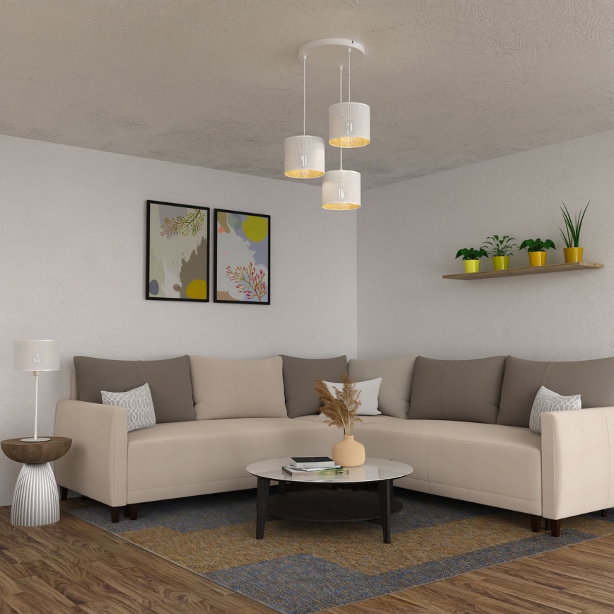 Hanglamp aan een koord LOFT SHADE 3xE27/60W/230V wit/gouden