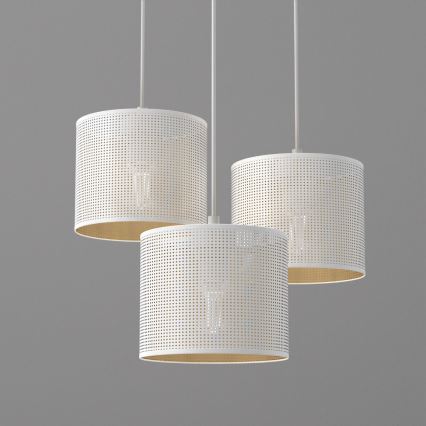 Hanglamp aan een koord LOFT SHADE 3xE27/60W/230V wit/gouden