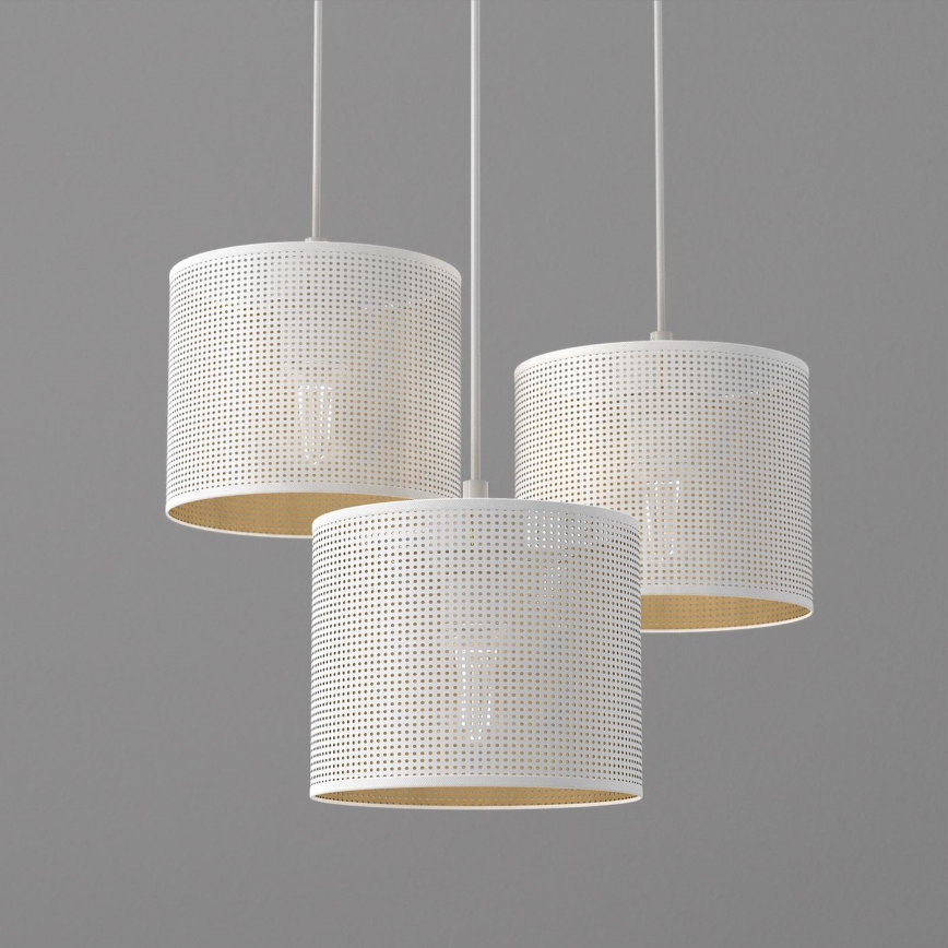 Hanglamp aan een koord LOFT SHADE 3xE27/60W/230V wit/gouden
