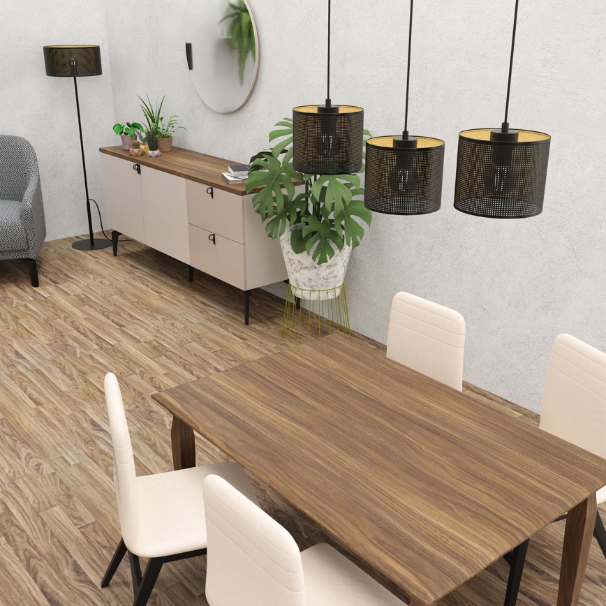 Hanglamp aan een koord LOFT SHADE 3xE27/60W/230V zwart/gouden