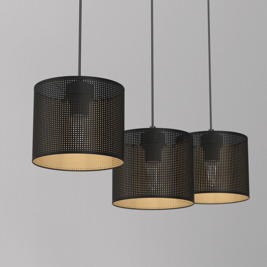 Hanglamp aan een koord LOFT SHADE 3xE27/60W/230V zwart/gouden