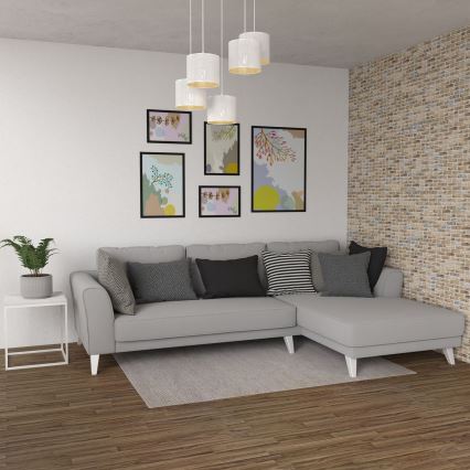 Hanglamp aan een koord LOFT SHADE 5xE27/60W/230V wit/gouden