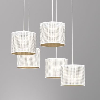 Hanglamp aan een koord LOFT SHADE 5xE27/60W/230V wit/gouden