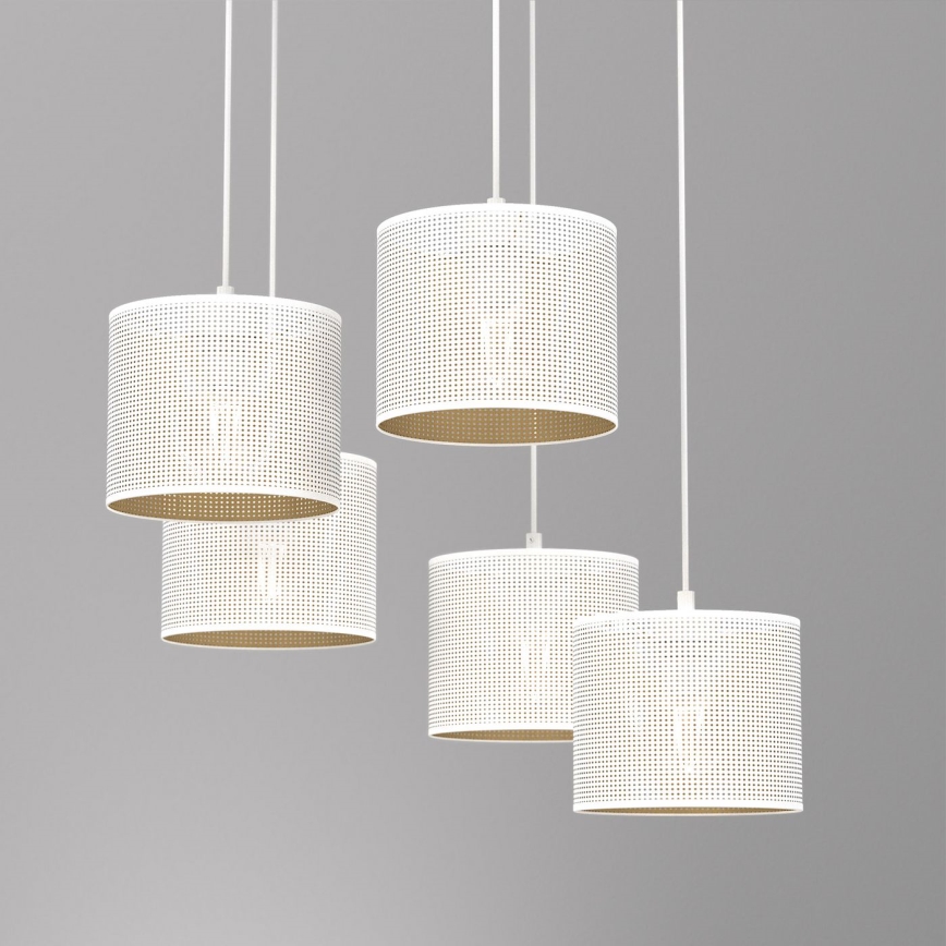 Hanglamp aan een koord LOFT SHADE 5xE27/60W/230V wit/gouden