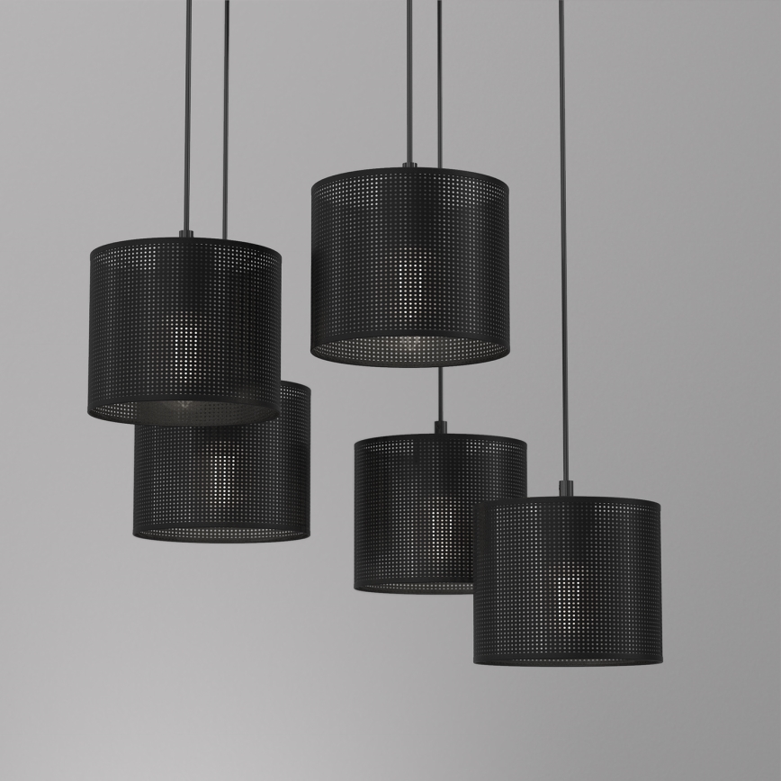 Hanglamp aan een koord LOFT SHADE 5xE27/60W/230V zwart
