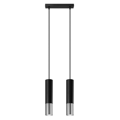 Hanglamp aan een koord LOOPEZ 2xGU10/10W/230V zwart/chroom