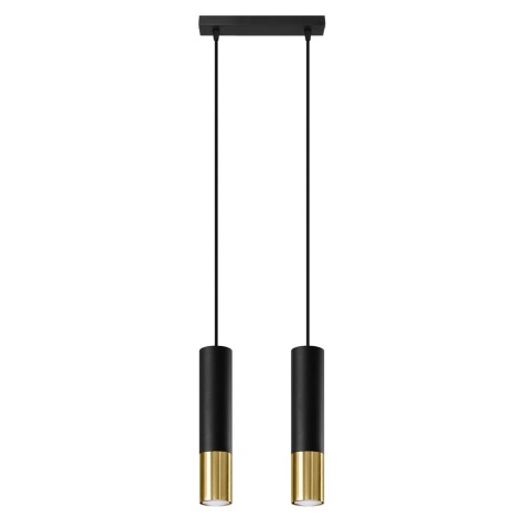 Hanglamp aan een koord LOOPEZ 2xGU10/10W/230V zwart/goud