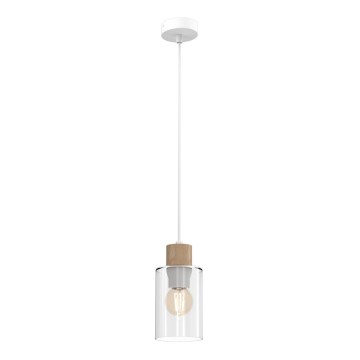 Hanglamp aan een koord MADERA 1xE27/60W/230V wit/hout