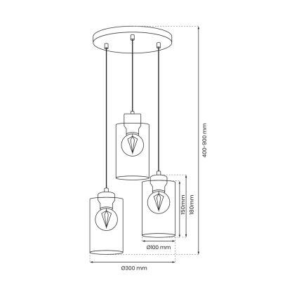 Hanglamp aan een koord MADERA 3xE27/60W/230V wit/hout