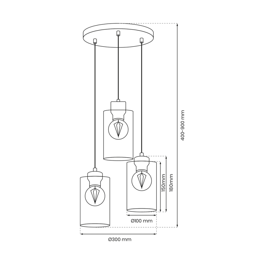 Hanglamp aan een koord MADERA 3xE27/60W/230V wit/hout
