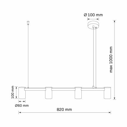 Hanglamp aan een koord MARIBEL 4xGU10/10W/230V zwart