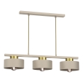 Hanglamp aan een koord MARTI 3xE27/15W/230V beige/goud
