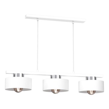 Hanglamp aan een koord MARTI 3xE27/15W/230V wit/glanzend chroom