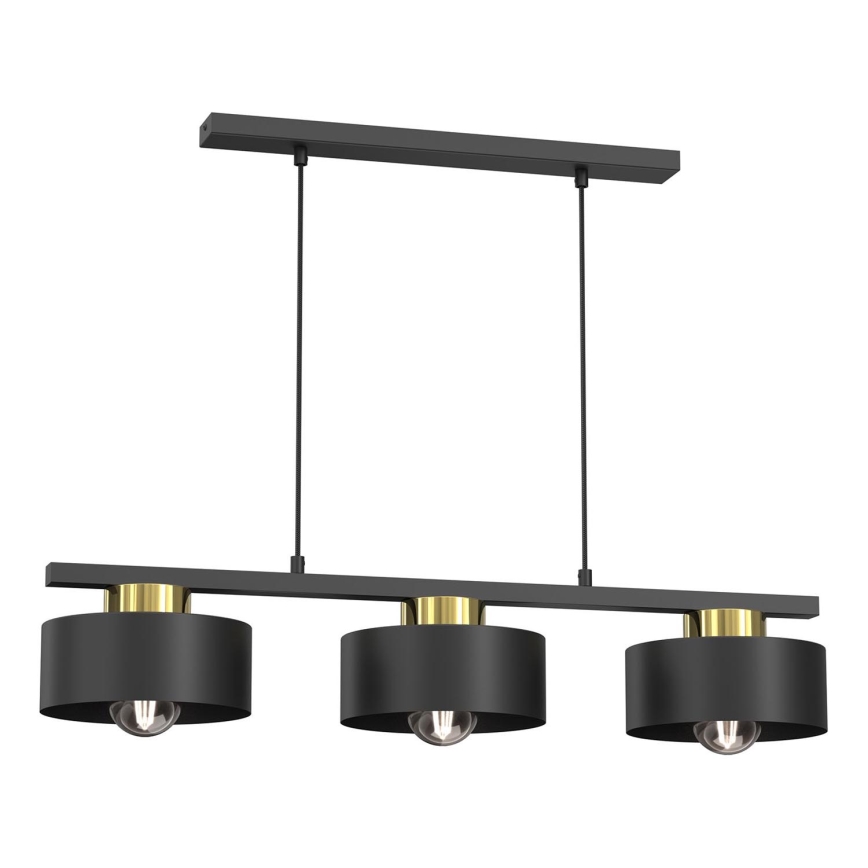 Hanglamp aan een koord MARTI 3xE27/15W/230V zwart/goud